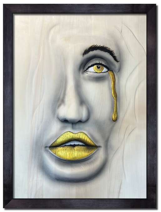 Climate Change Art called Golden Earth cfreated by hand using gouges and lots if time